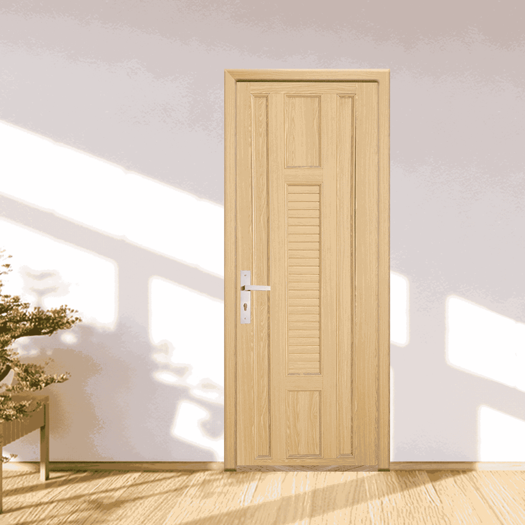 Cửa nhựa gỗ ghép thanh cao cấp NG-O21