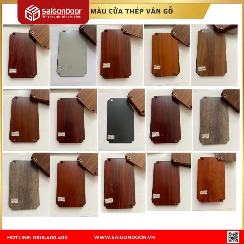 Các màu sắc cửa thép vân gỗ phổ biến hiện nay