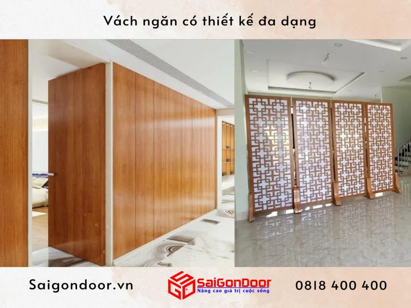 Vách ngăn có thiết kế đa dạng