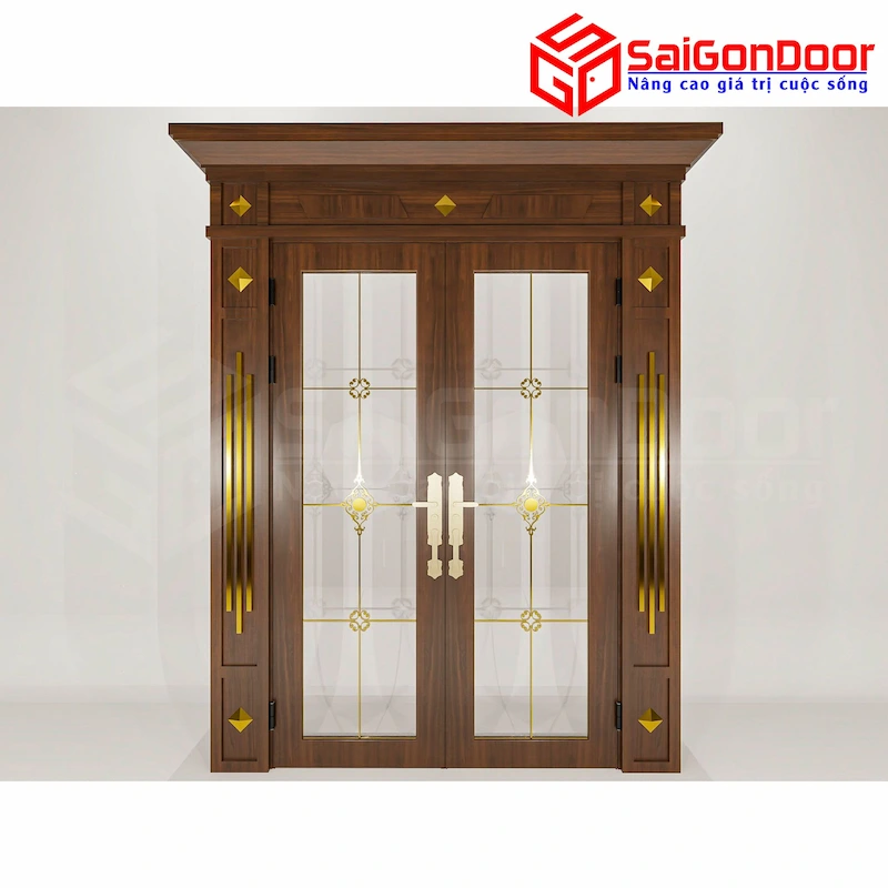 mẫu cửa nhôm kính giả gỗ đẹp