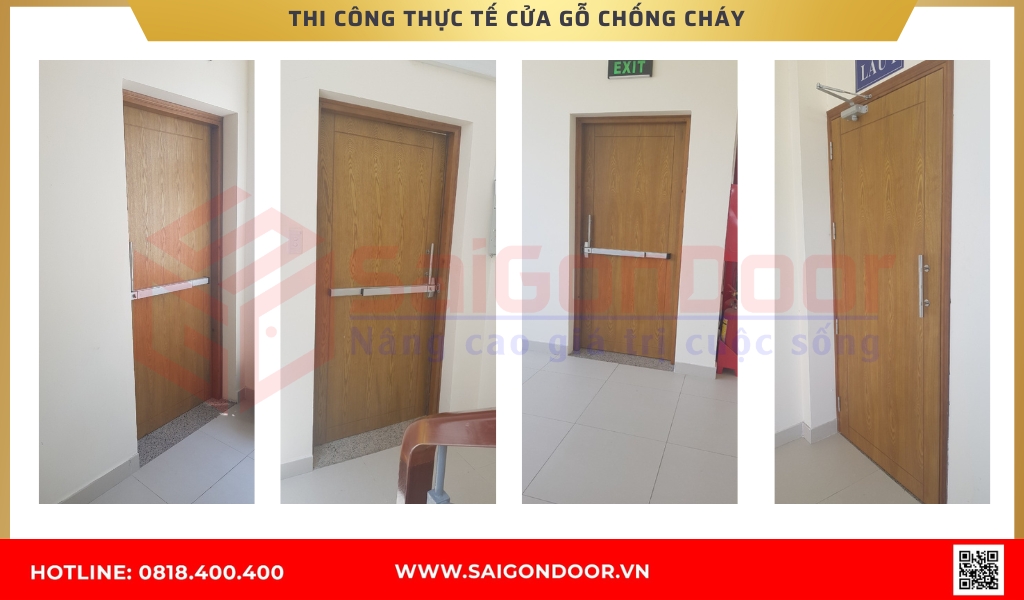 Hình ảnh thi công cửa gỗ chống cháy