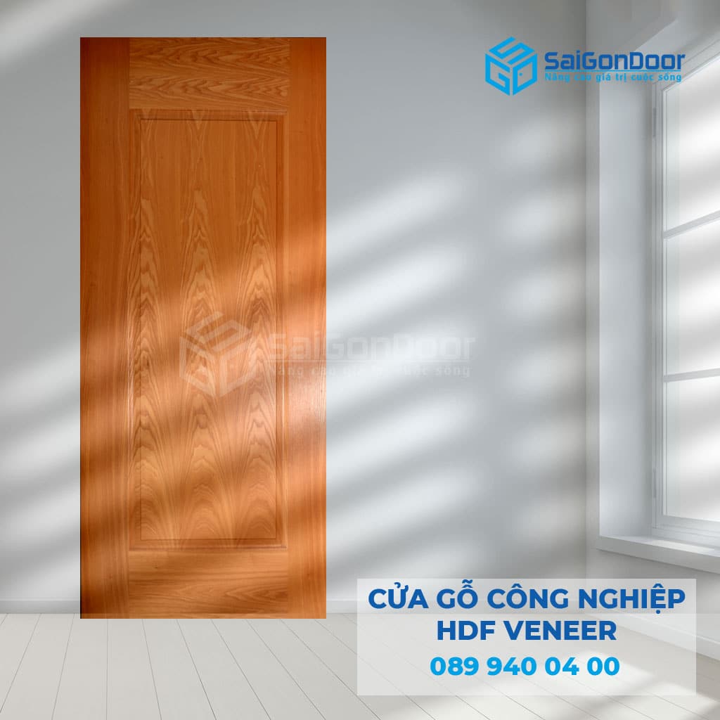 Cửa gỗ công nghiệp HDF Veneer thiết kế vân gỗ