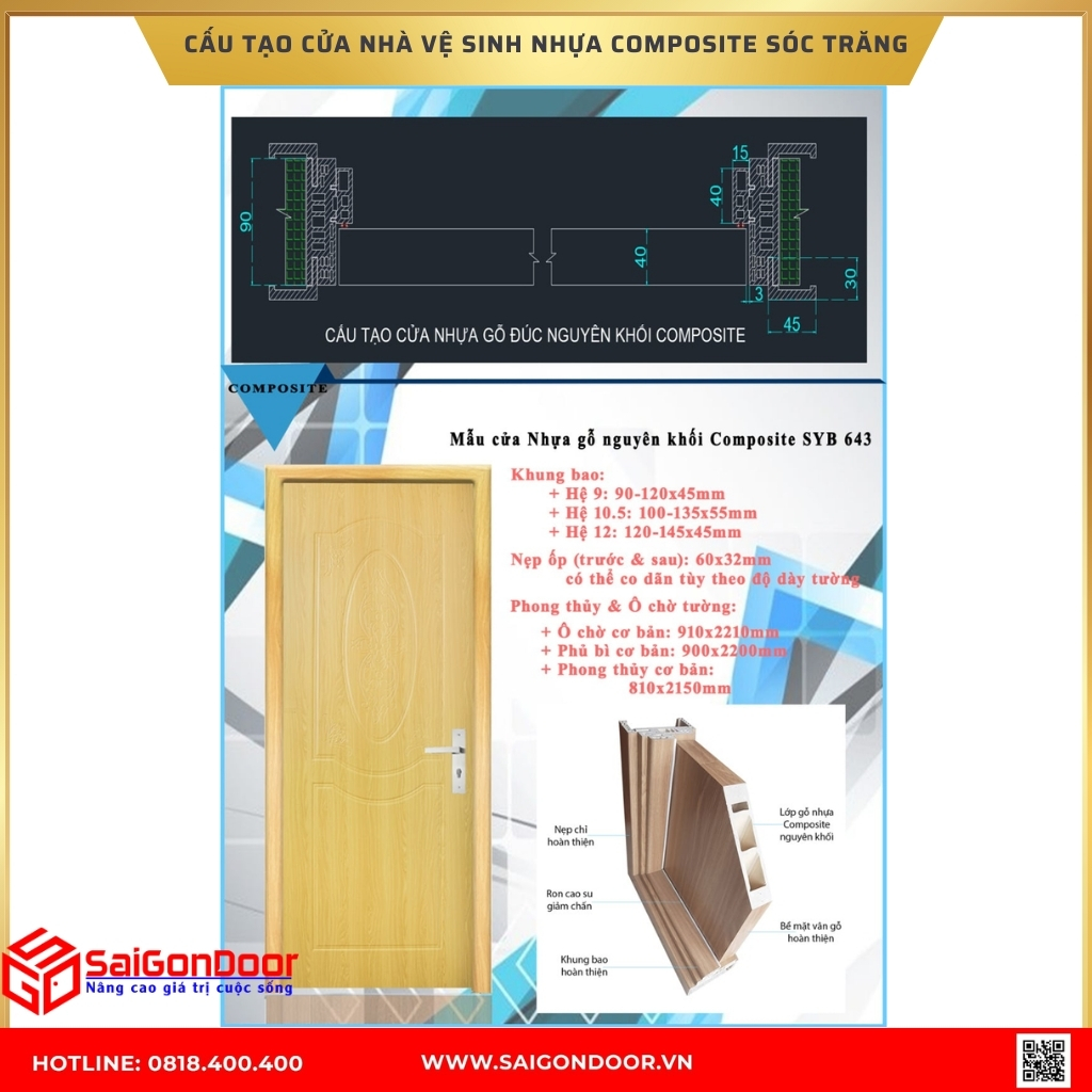 Cấu tạo cửa nhà vệ sinh nhựa composite Sóc Trăng