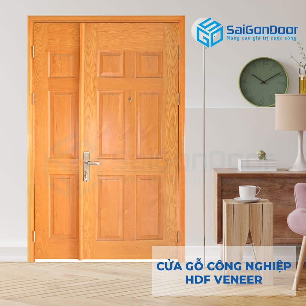 Cửa Gỗ Công Nghiệp HDF Veneer 9A-oak soi