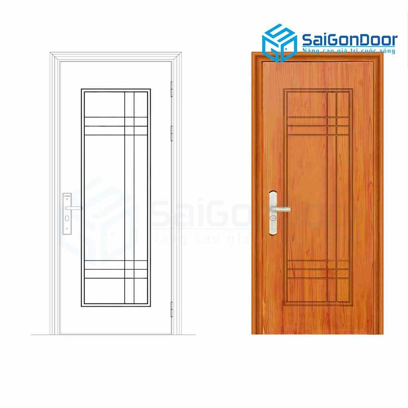 Cửa thép vân gỗ SGD GS1H19 màu vàng