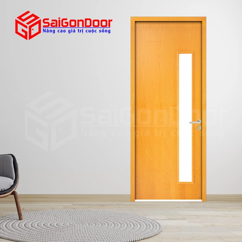 Mẫu cửa gỗ chống cháy có ô kính GCC-P1GL