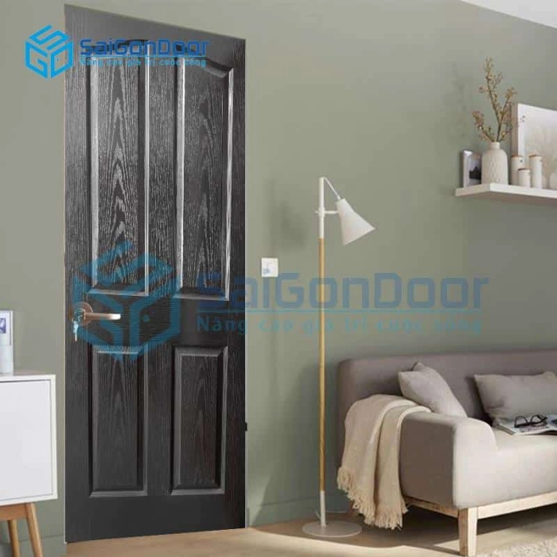 Mẫu cửa gỗ HDF màu xám ghi