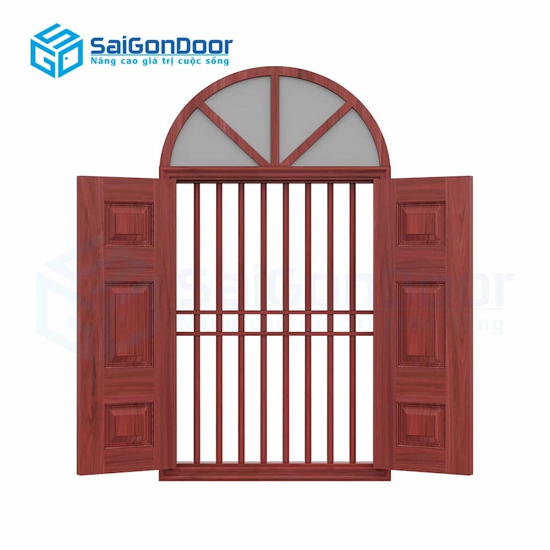 mẫu cửa vòm gỗ phòng thờ 