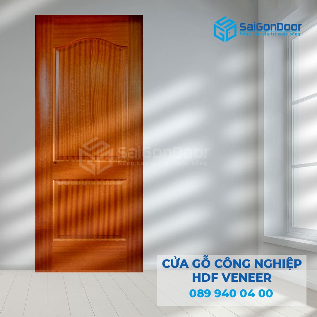 Cửa gỗ công nghiệp HDF Veneer thiết kế vân gỗ