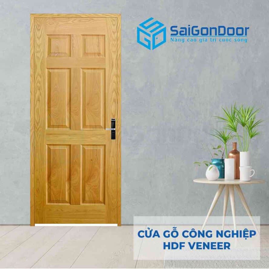 Cửa HDF Veneer phòng ngủ 6 panel màu Ash