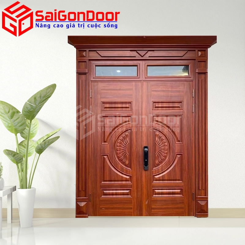 Mẫu cửa có ô kính hoặc nan chớp