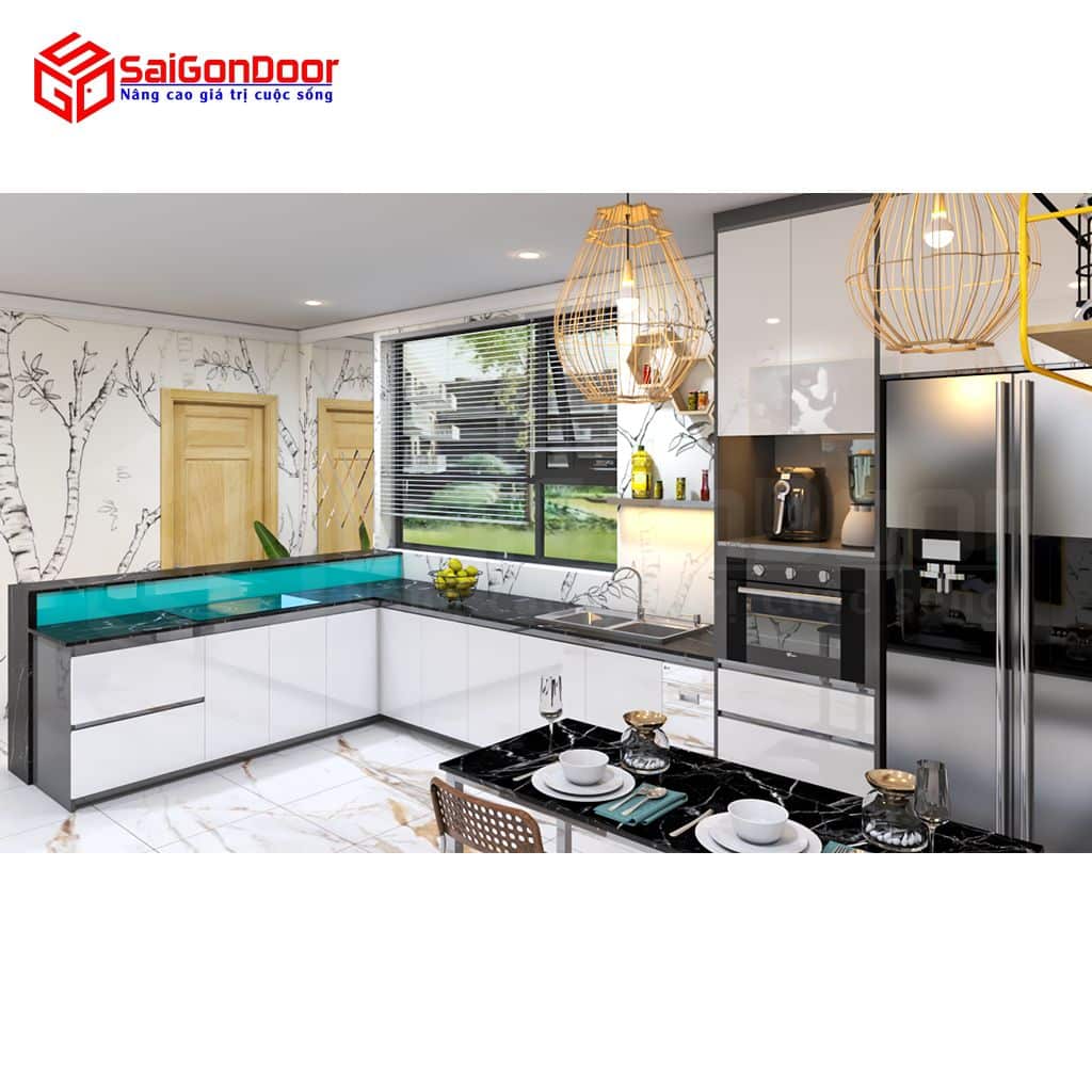 Nội thất nhà bếp chữ L hiện đại