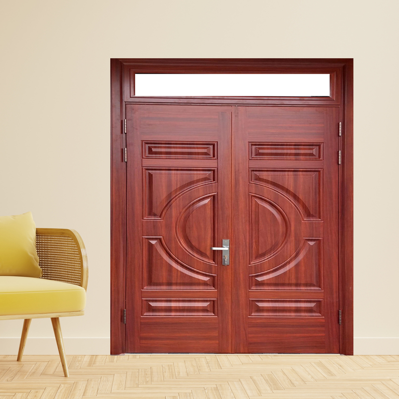 Cửa Thép Vân Gỗ 2 Cánh Bền Đẹp Cho Cửa Đi Chính