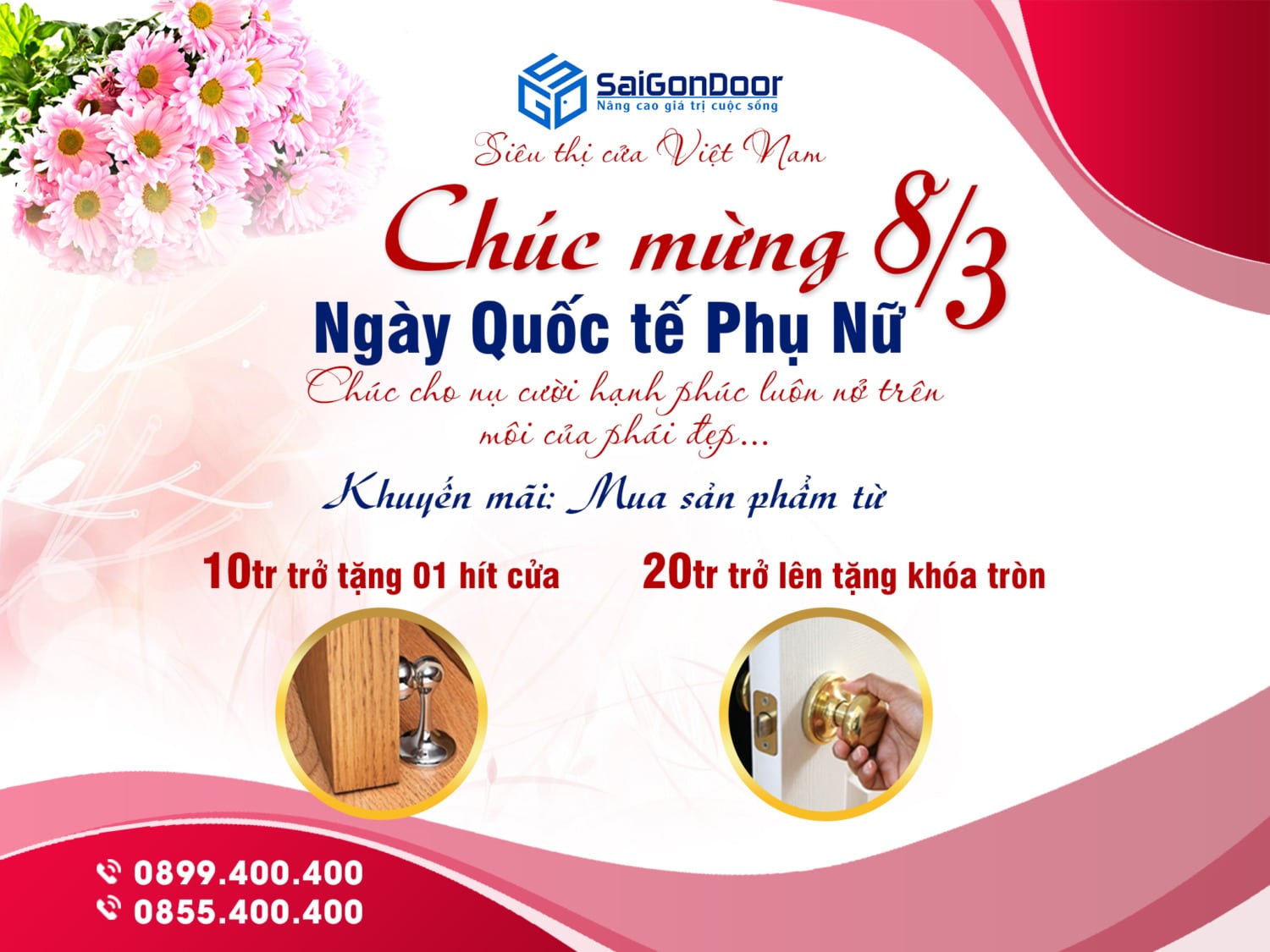 MỪNG NGÀY 8/3 HỆ THỐNG CỬA SAIGONDOOR TƯNG BỪNG KHUYẾN MÃI