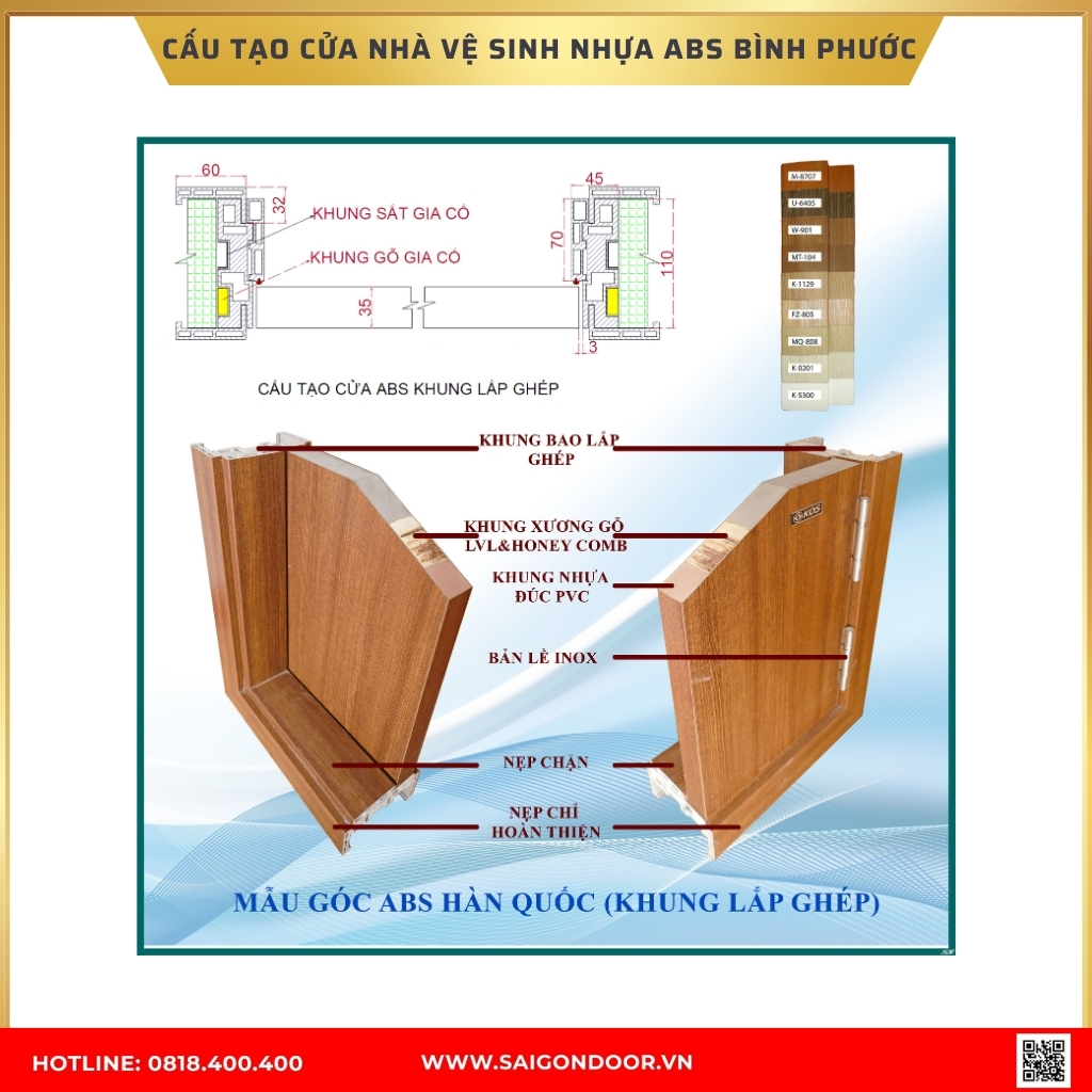 Cấu tạo cửa nhà vệ sinh nhựa ABS Bình Phước