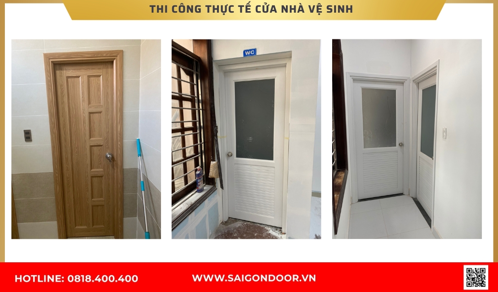 Hình ảnh thi công thực tế cửa nhà vệ sinh