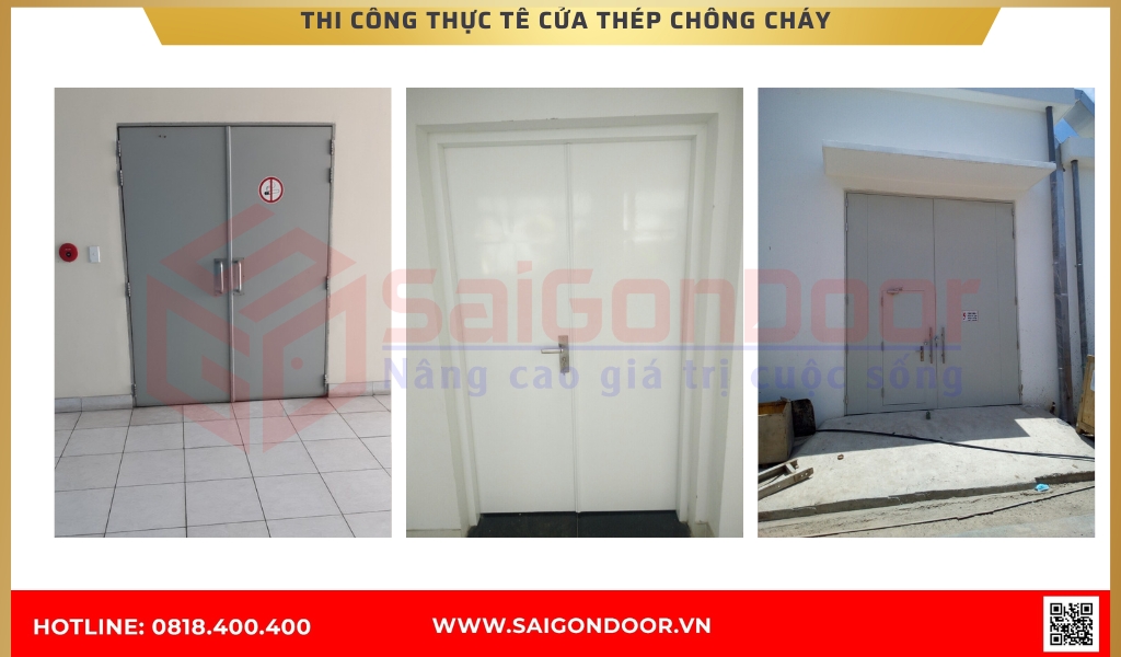 Hình ảnh thi công thực tế cửa thép chống cháy