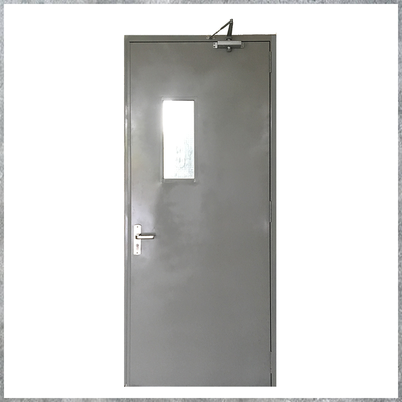 Cửa thép chống cháy TCC P1G1 xám tay đẩy hơi