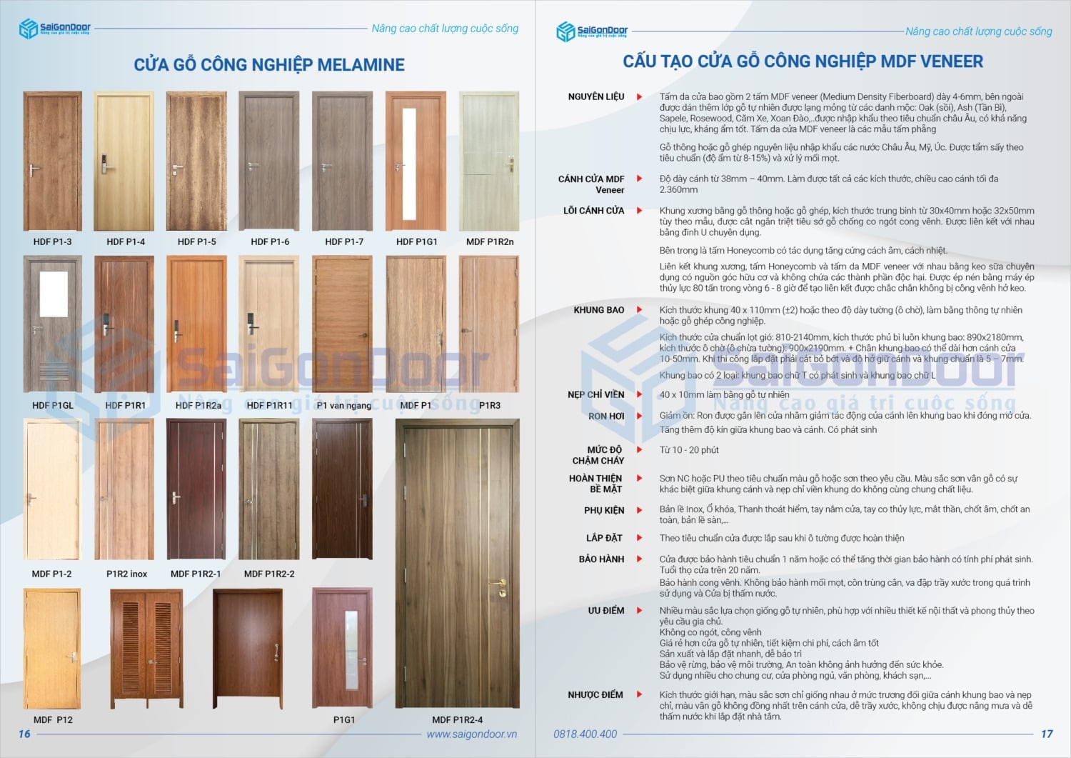 Catalogue cửa gỗ công nghiệp MDF