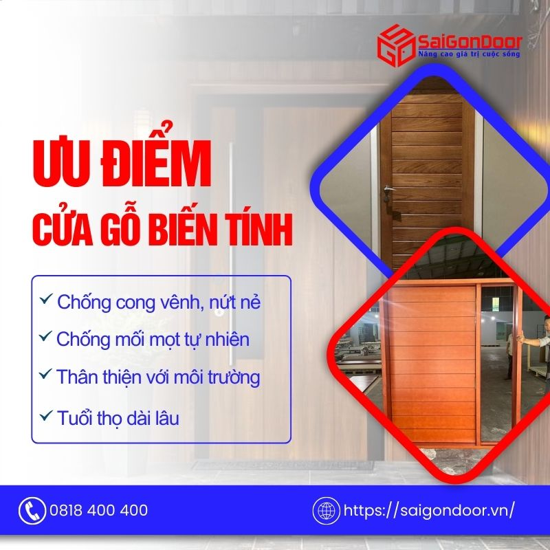 Cửa gỗ biến tính sở hữu nhiều ưu điểm vượt trội