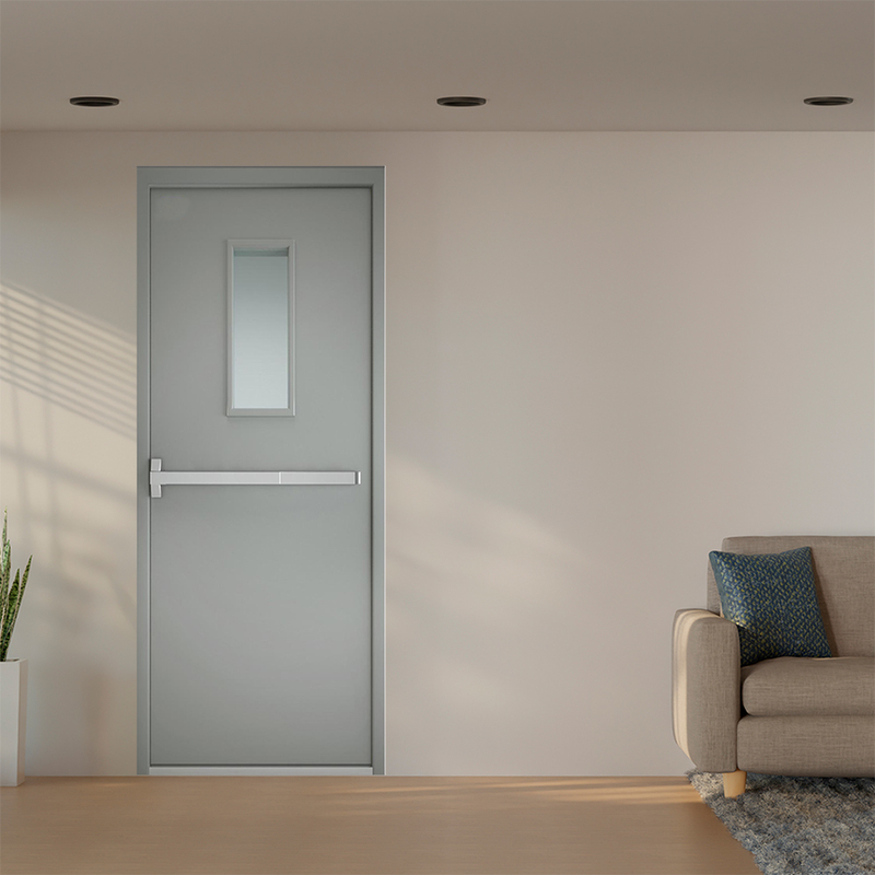 Cửa thép chống cháy TCC 1 cánh ô kính thanh thoát hiểm