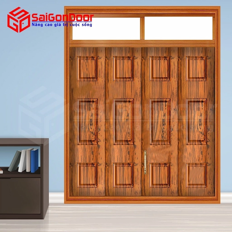 Cân nhắc kích thước, thông số kỹ thuật khi chọn cửa thép vân gỗ 4 cánh