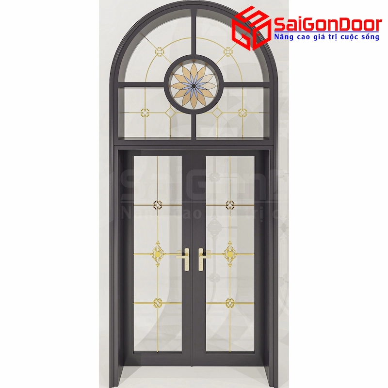 cửa nhôm giả gỗ 2 cánh