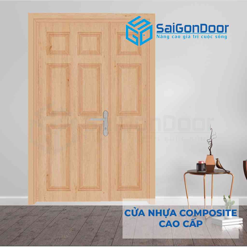 Mẫu cửa nhựa gỗ chịu nước 2 cánh 9A Oak