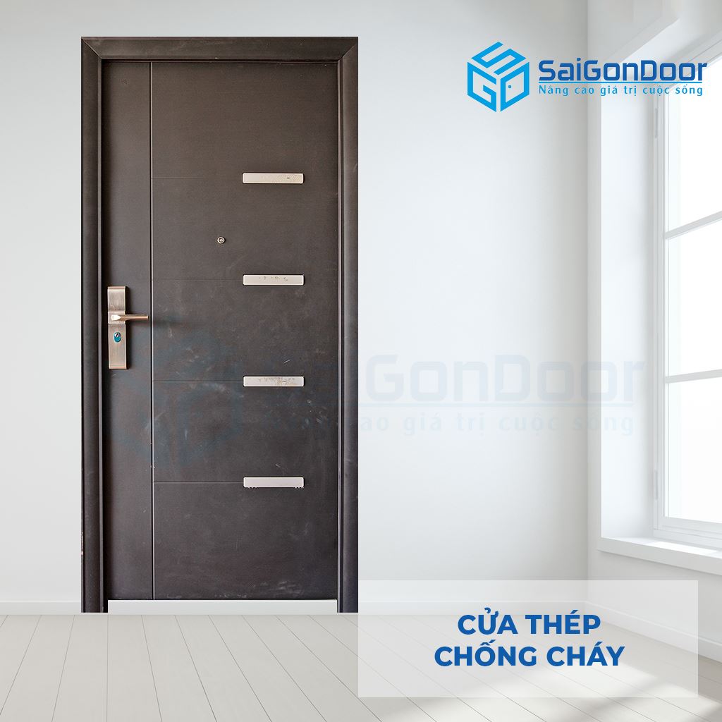 Cửa Thép Chống Cháy TCC Cua thep chong chay P1 den