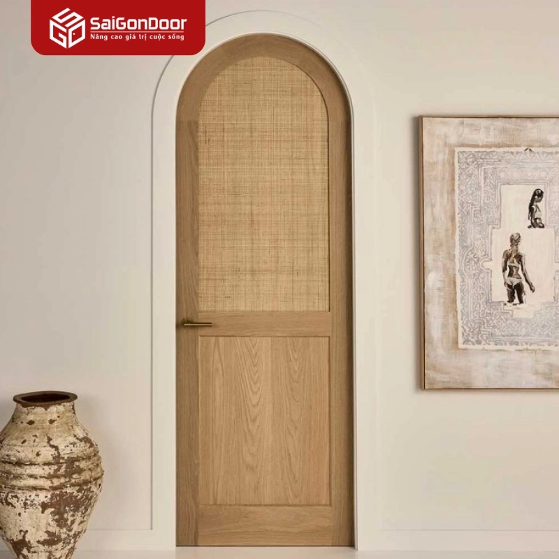 cửa vòm gỗ tự nhiên