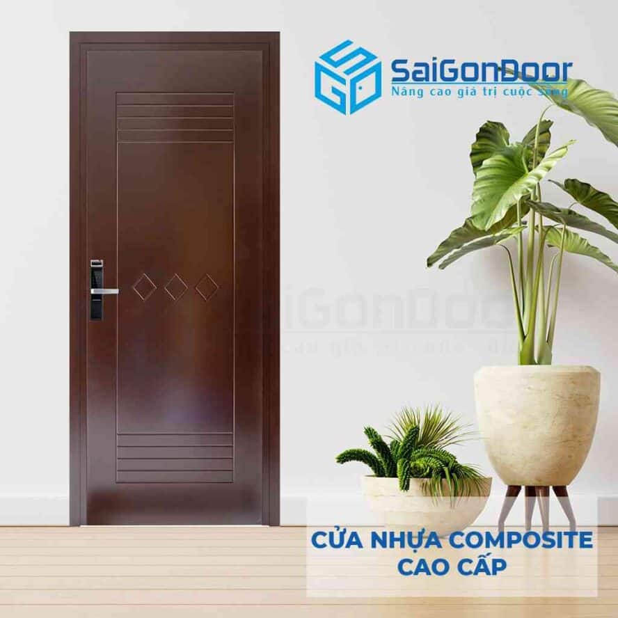 Cửa nhựa gỗ Composite màu sẫm tăng sự yên tĩnh thoải mái cho củ nhân căn phòng ngủ