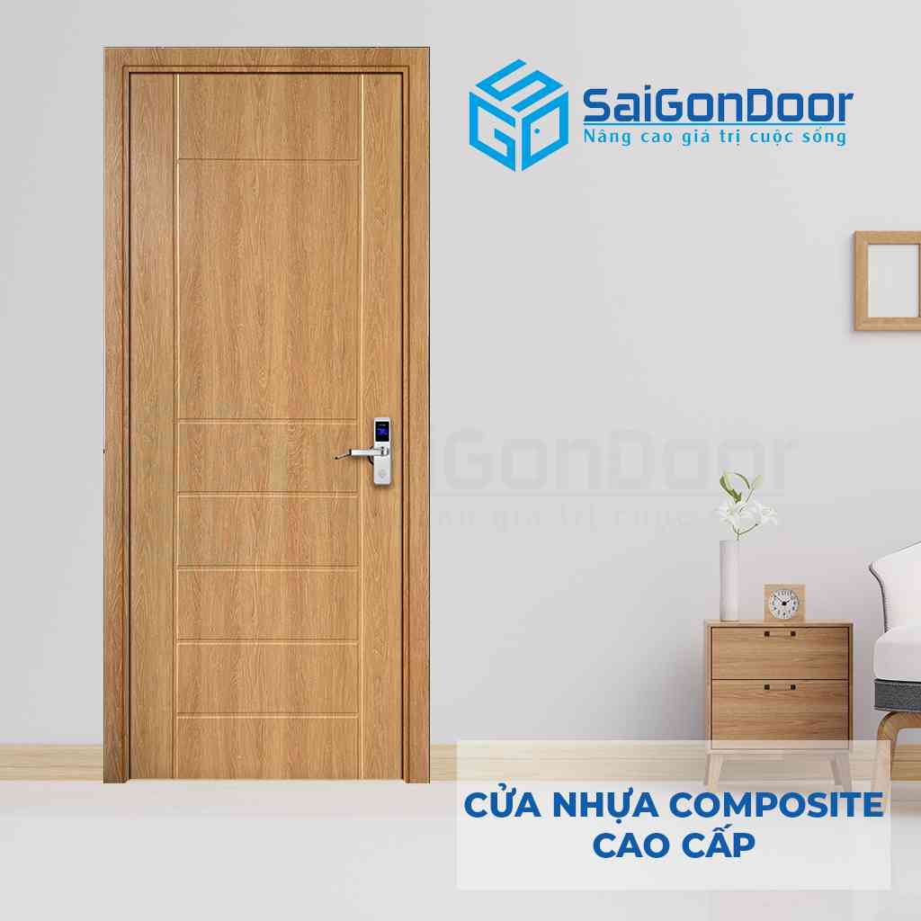 Mẫu 10: cửa nhựa gỗ Composite khóa hiện đại