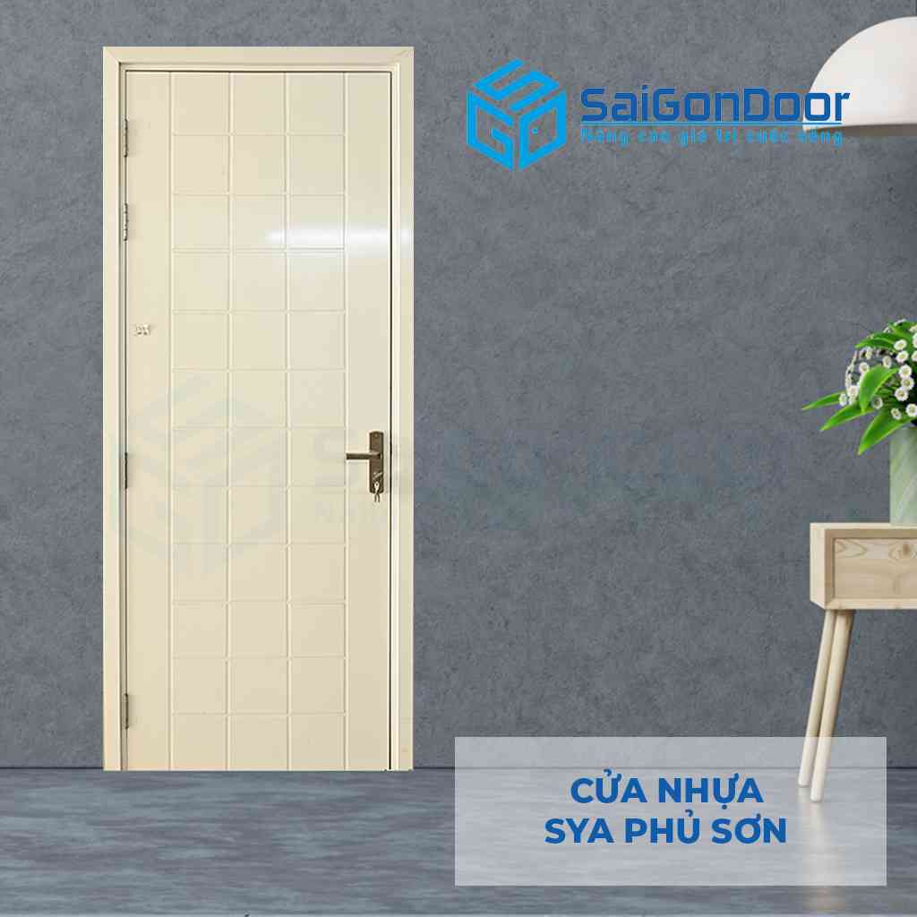 Mẫu 13: cửa nhựa Composite Sungyu SYA trắng be ô vuông