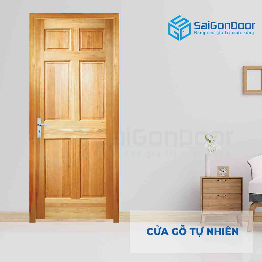 Mẫu cửa phòng ngủ gỗ tự nhiên 6A ash sáng