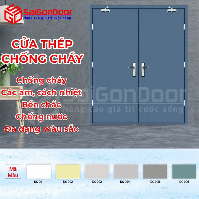 Cửa thép chống cháy đơn màu